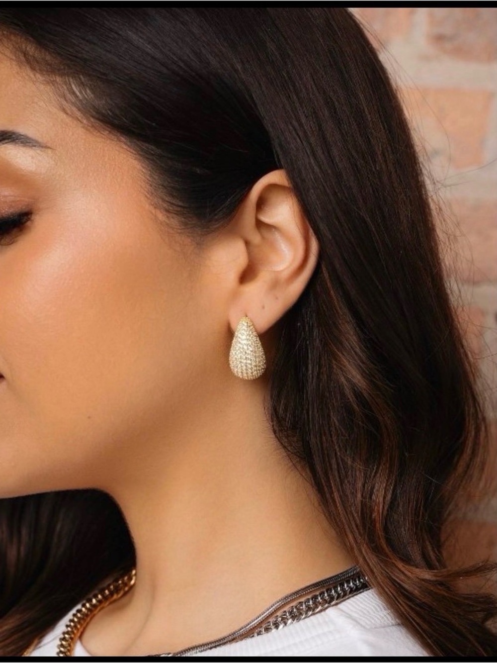 Jewels by Sunaina Gold Pavé Teardrop Stud Earrings